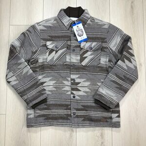 NEW JACHS NY Sherpa Lined Shacket Jacket Mens L Aztec Southwestern Snap Brown